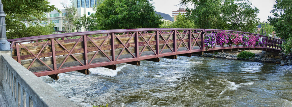 Inline image showing the bridges over Truckee River near Mayberry Park and Downtown Reno Riverwalk