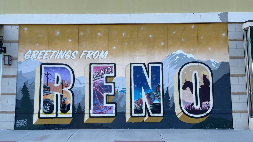 Inline image showing “GREETINGS FROM RENO” Mural