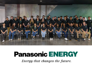 Featured image showing a large group of Panasonic Energy interns posing for a picture onsite at Panasonic in Sparks, Nevada.